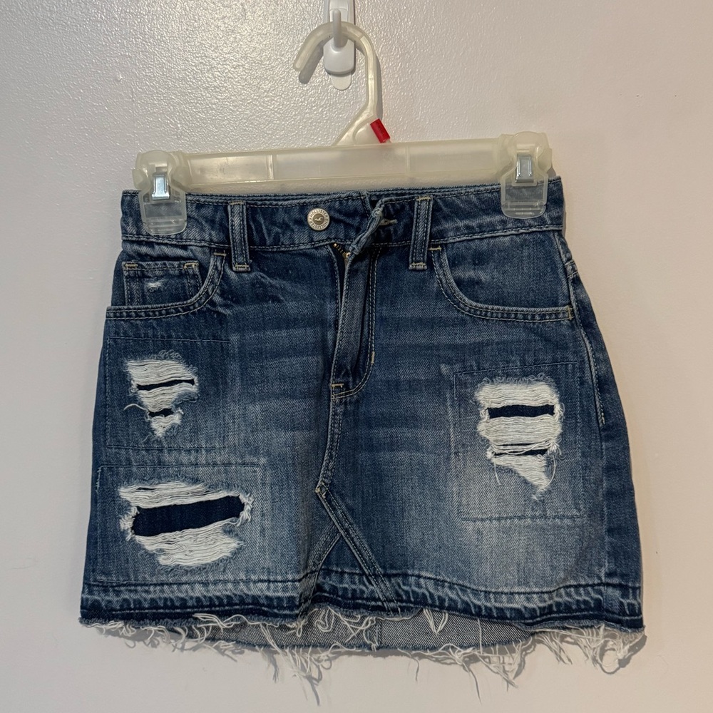 Hollister Blue Distressed Denim Skirt